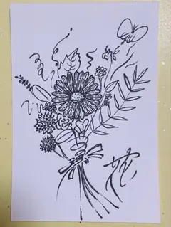 3.花　手描きポストカード