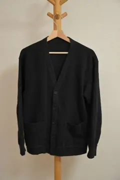 無印良品　紳士　二重編みミラノリブＶネックカーディガン紳士Ｌ・黒