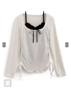 フリルリボンキャミソール×ドロストトップスアンサンブル [ac2472]