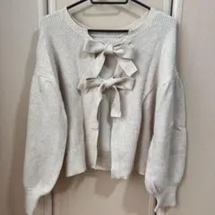 美品‼️ナイスクラップ 前後2wayリボン付きカーディガンフリーサイズ アイボリー