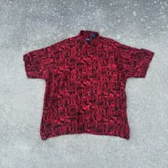 Puritan 100%レーヨン　シャツ　総柄　レッド✖️ブラック