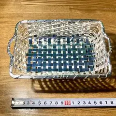 銀座WAKO 特殊加工　シルバー　編み込みバスケット 小物入れ インテリアトレイ