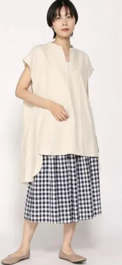 Samansa Mos2 blue/キーネックフレアチュニックのサムネイル