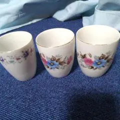 花柄陶器製湯飲み3個セット
