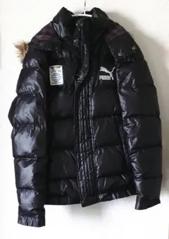 PUMA ブラック ダウンジャケット ファー付き