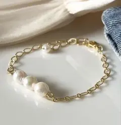 14K 淡水パール ブレスレット ピアス セット ゴールド 上品 - メルカリ