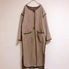 【LUNACION】（M）スエード調ロングコート/ムートンハイピングコート/無地