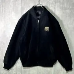 極上 本革 スエードレザー ボンバージャケット 金刺繍 黒 ラスベガス