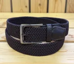 新品・メンズ メッシュベルト フリーサイズ 伸縮ベルト カジュアル ビジネス 茶