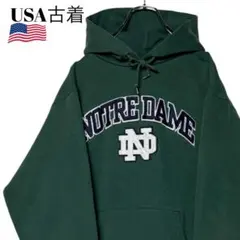00s 빈티지 USA 헌 옷 대학 파커 노트르담 대학 녹색 M 스웨트