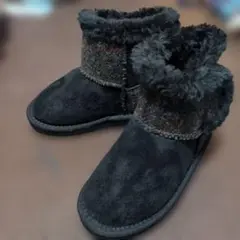 Harris Tweed ブラック ショートブーツ 18cmのサムネイル