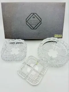 新品未使用　HOYA クリスタルガラス　ガラス灰皿　大中小3個セット