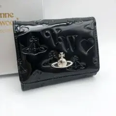 ヴィヴィアンウエストウッド　財布　三つ折りウォレット　エナメル銀ロゴブラック