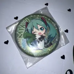 新品未開封 初音ミク 雪ミク2018 あそーと C賞 缶バッジ ネギ グリッター