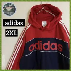 アディダスビッグロゴオーバーサイズスリーライン三本線パーカースウェットフーディー