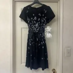 花柄ブラック ワンピース Lサイズ　卒業式　入学式
