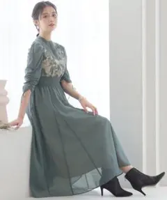 【美品】Pour Vous 刺繍付きマキシドレス
