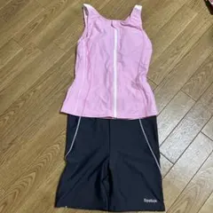 Reebok スポーツ用水着 ピンク/パンツグレーセット　13号