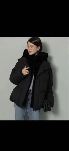 Arpege storyファーフード付きMINOTECH中綿コート ブラックS