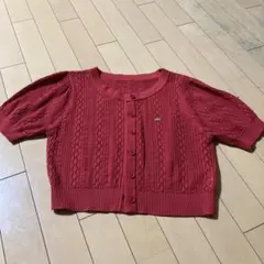 レディース　レース編み　レッド　カーディガン Mサイズ