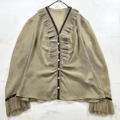 【新品タグ付き】伊太利屋 GK シアーブラウス 長袖 ビジュー プリーツ 13のサムネイル