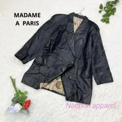 MADAME A PARIS ラム　レザージャケット　コート 肩パッド入　L 黒
