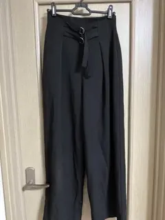 MURUA ダブルベルトワイドパンツ black