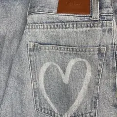Chico ハートプリントボックスワイドデニムパンツ