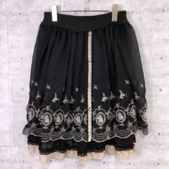 axes femme 古着 ロマンティック フラワー 刺繍 レース スカート