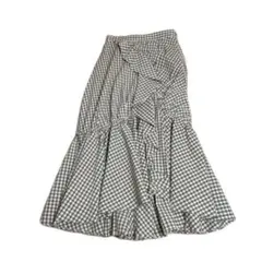 FURFUR ギンガムランダムフリルスカート ベージュ チェック アシメ ロング