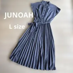 半袖ワンピース　JUNOAH プリーツワンピース　ロングワンピース