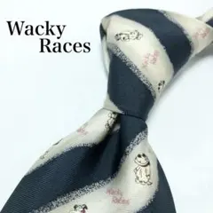 【美品】 Wacky Races ネクタイ ストライプ柄 ネイビー 国産品