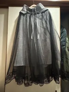 GRLチェック柄ロングスカート レース付き