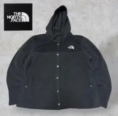 【THE NORTH FACE】フリースパーカーブラック 刺繍ロゴ L