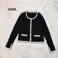 ZARA ザラ ニットカーディガン パールボタン S 配色　バイカラー 韓国風
