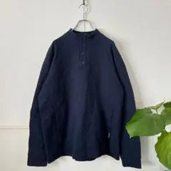 Eddie Bauer スウェット キルティング XL ネイビー　ハーフボタン