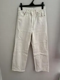 無印　MUJI デニムワイドパンツ　白　ウィメンズ