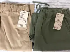 【無印】チノイージーパンツ 2点セット ダークベージュ カーキグリーン M