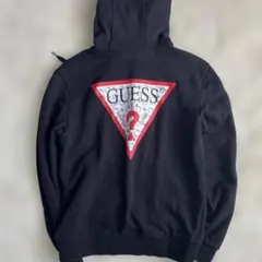 GUESS ハローキティ コラボ トライアングルロゴ パーカー 黒 Mのサムネイル