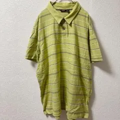 アプトナイン ポロシャツ レギュラーカラー 半袖 ボーダー XXL 緑 綿