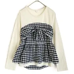 【a.v.v 】チェック柄リボン付きカットソー 長袖 150