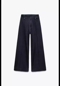 新作 ZARA WIDE LEG ハイライズデニムパンツ