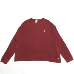 CHAMS チャムス ロゴ刺繍 ワッフル地 ワイドフィット 長袖 カットソー M