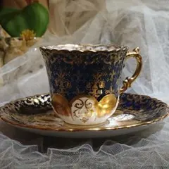 新品 有田焼 賞美堂本店 ベルサイユ コーヒー碗皿 ロイヤルブルー 其泉 