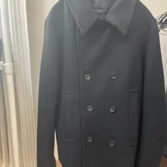 黒 ウール ピーコート ダブルボタン