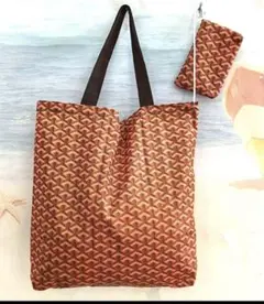 厚手 防水 折りたたみ エコバッグ⭐︎ポーチセット 赤系