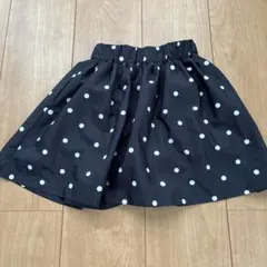 黒と水色の水玉模様フレアスカート 110cm