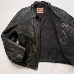 【本革】スチェットロ レザージャケット L ブラック イタリア製 ビッグサイズ