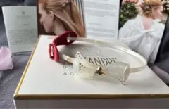 レア パールホワイト アレクサンドルドゥパリ リボンカチューシャ　【保管袋付】