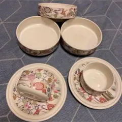 第一陶器 カップ＆ソーサー 花鳥風月 深皿 取皿 レトロ まとめ売り 7点セット